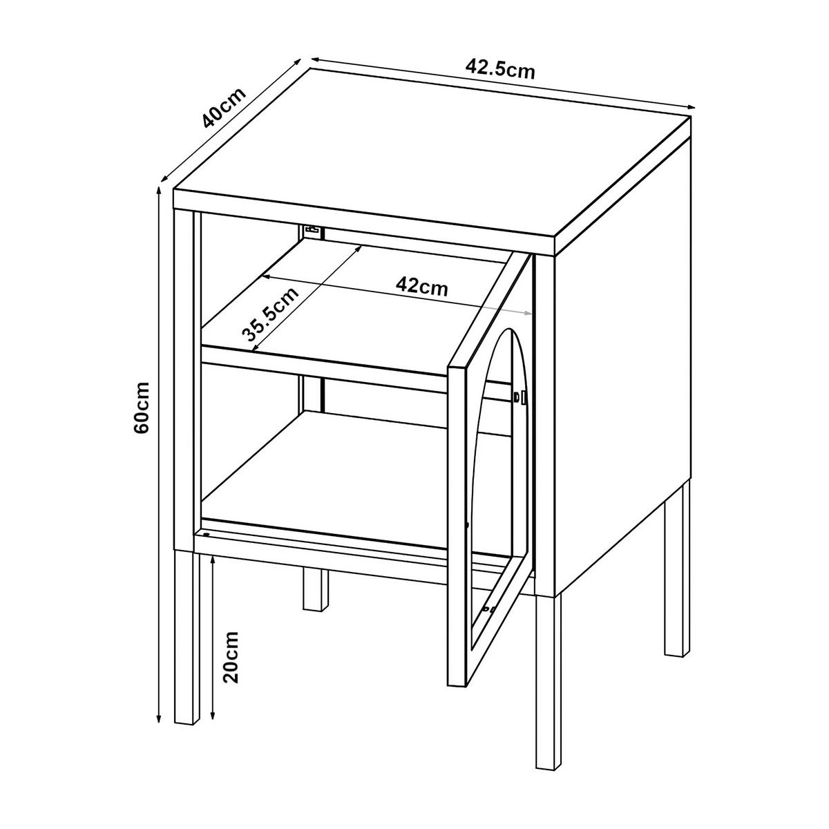 NACHTSCHRANK Karlskrona - Schwarz, Glas/Metall (42.5/60/40cm) - [en.casa]