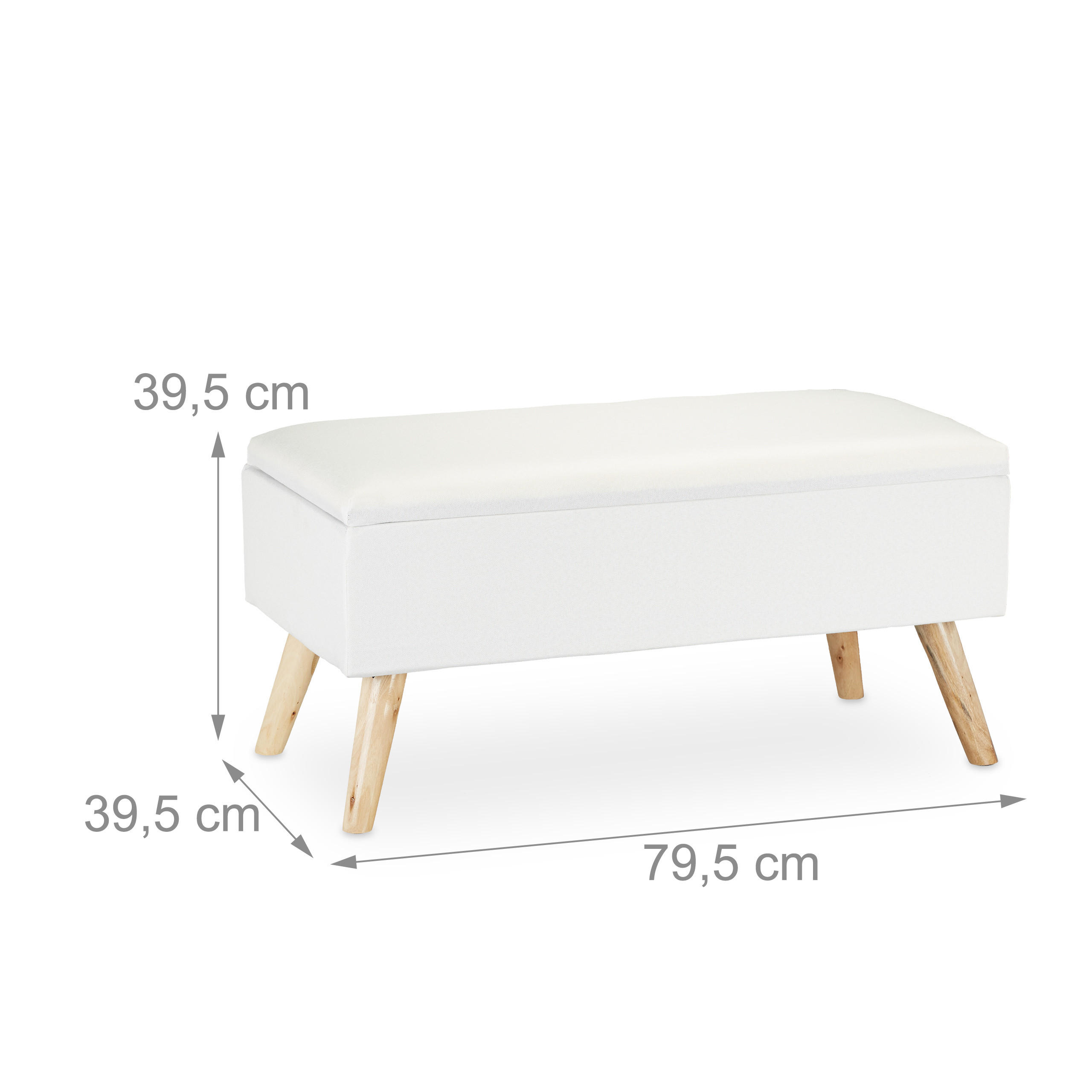 Thumbnail - Relaxdays Sitzbank, Weiß, Holzwerkstoff, 79.5x39.5x39.5 cm, Wohnzimmer, Hocker, Sitzhocker