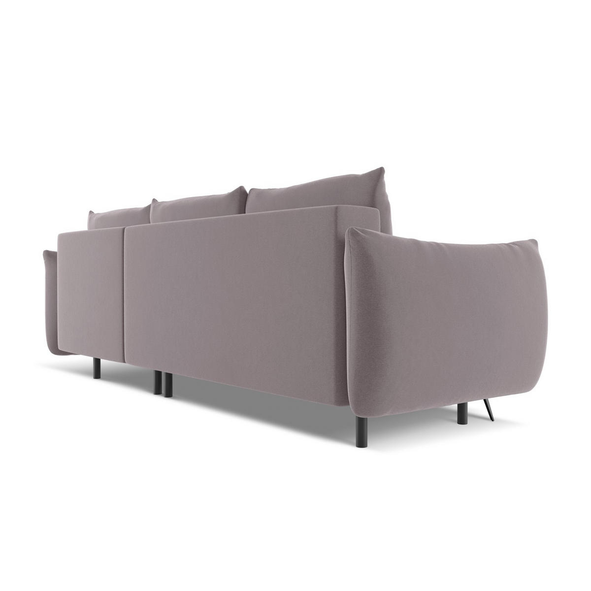 ECKSOFA mit Schlaffunktion Samt Stoff Violett - Lila/Flieder, Textil/Metall (242/162cm) - LaMiaSofa