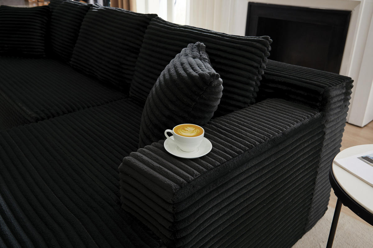 MODULARES Ecksofa aus Schaumstoff und Federkern mit variabler Stellmöglichkeit Schwarz - Schwarz, Kunststoff (163/252.5cm) - Modenvie