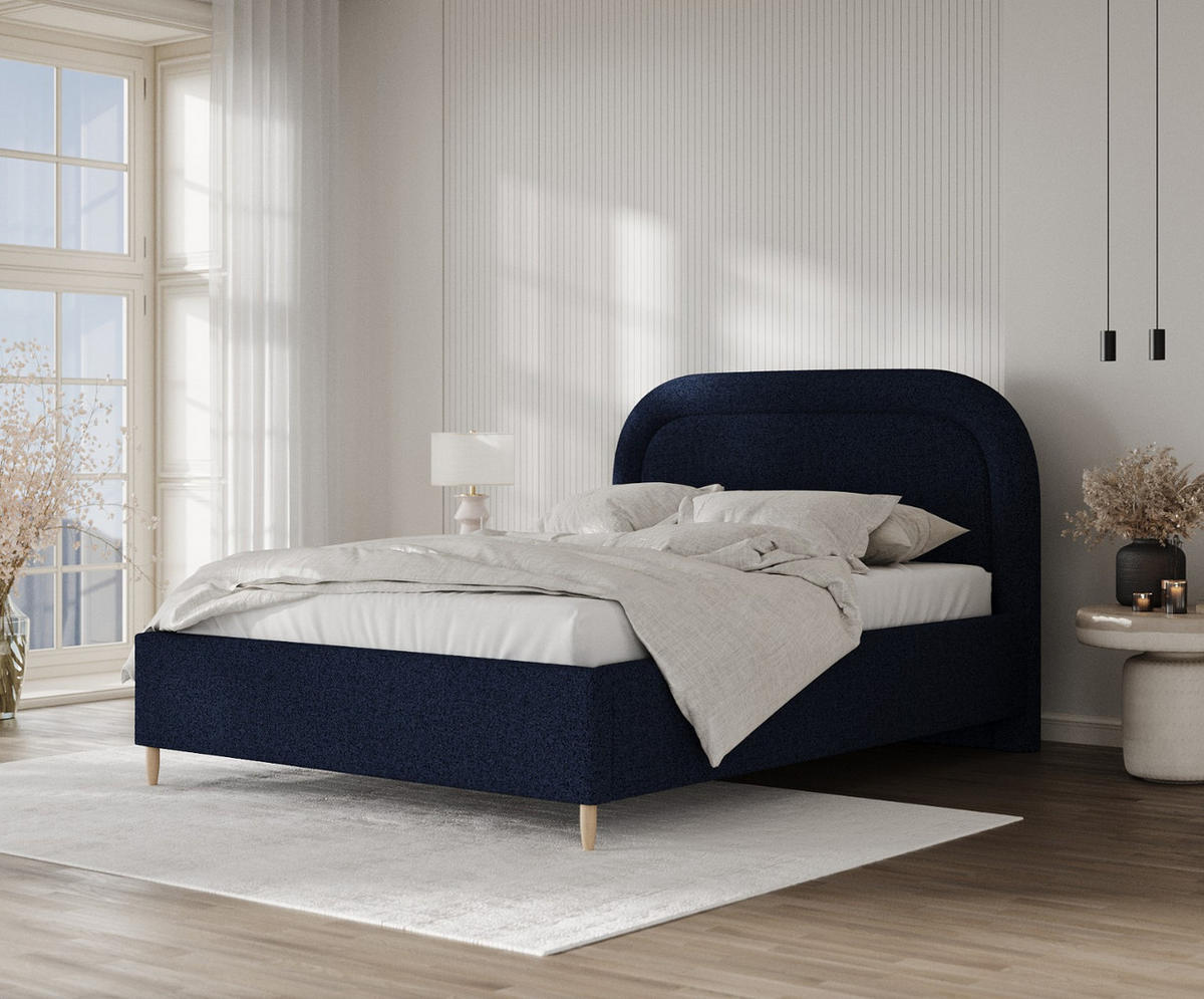 POLSTERBETT Zoya 120/200 cm Marineblau im Riva Stoff - Naturfarben/Dunkelblau, Holz/Holzwerkstoff (120/200cm) - AltaBeds