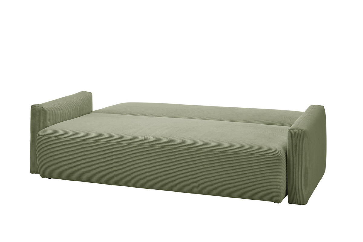 SCHLAFSOFA NEO Grün Cord - Schwarz/Grün, Kunststoff/Textil (233/75/108cm) - KAWOLA