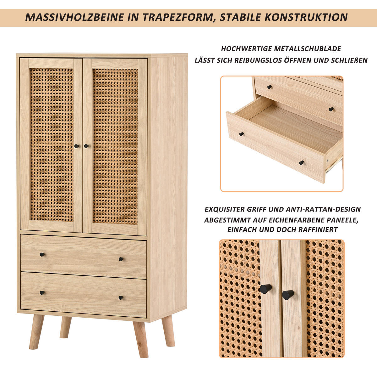SIDEBOARD 40/60/120 cm Eiche aus Spanplatte mit Stauraum - Eichefarben, Holzwerkstoff (60/120/40cm) - OKWISH