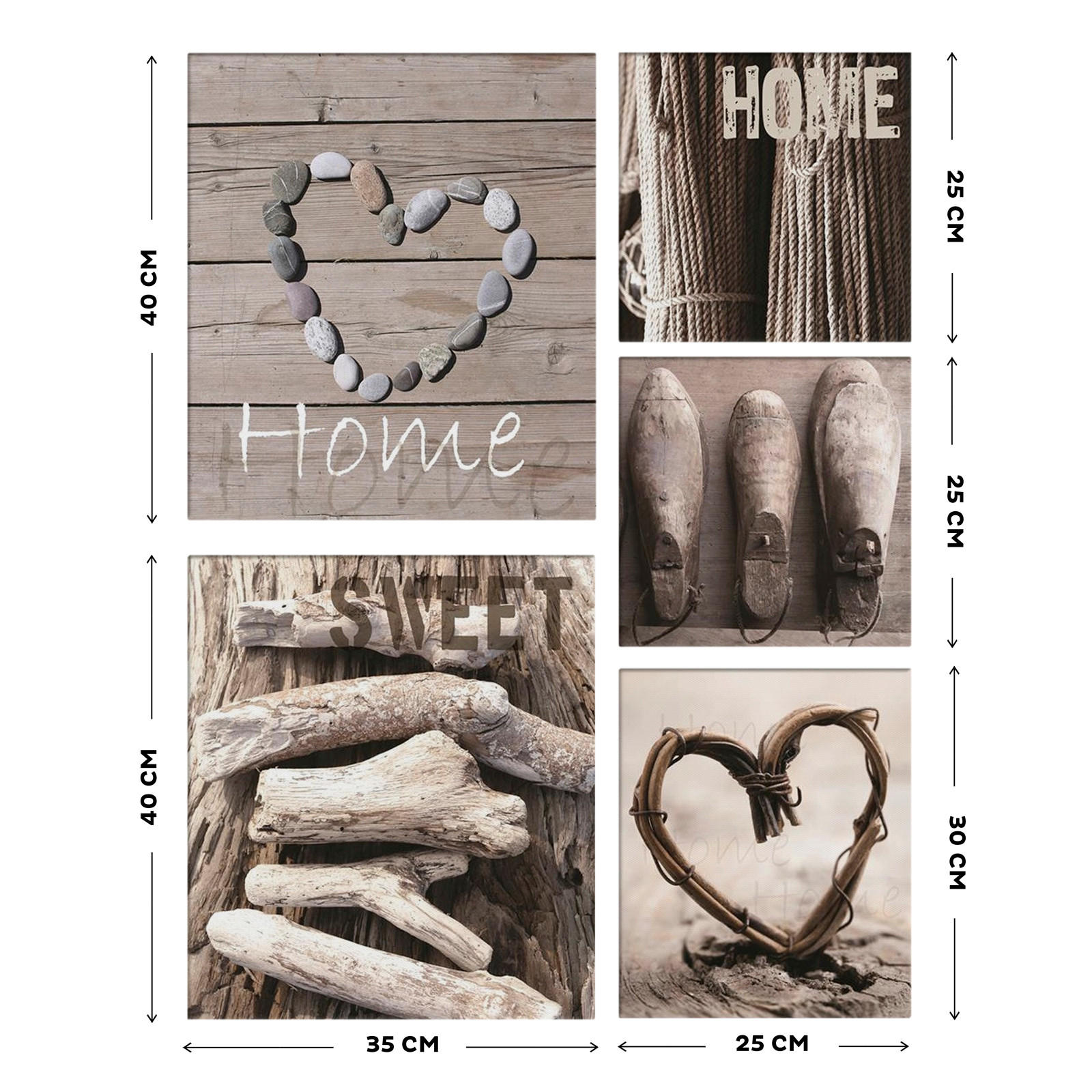 LEINWANDBILD Home Sweet Home - Grau - 60x80 cm - Grau, Holzwerkstoff/Textil (60/3cm) - Art for the Home