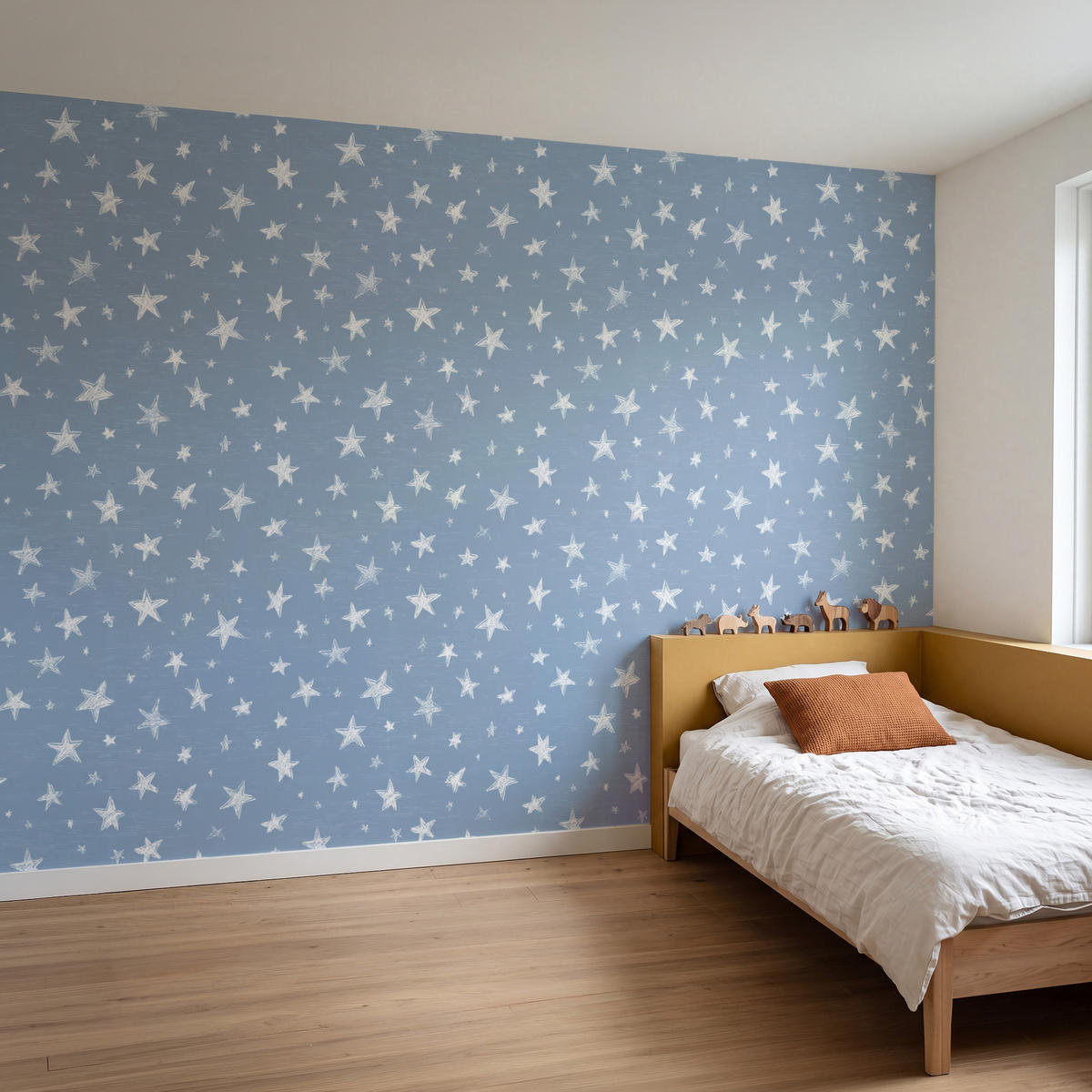 KINDERTAPETE - Sterne - Muster - Blau - 350x220 cm - Hellblau, Papier (350/220cm) - OnlyWow
