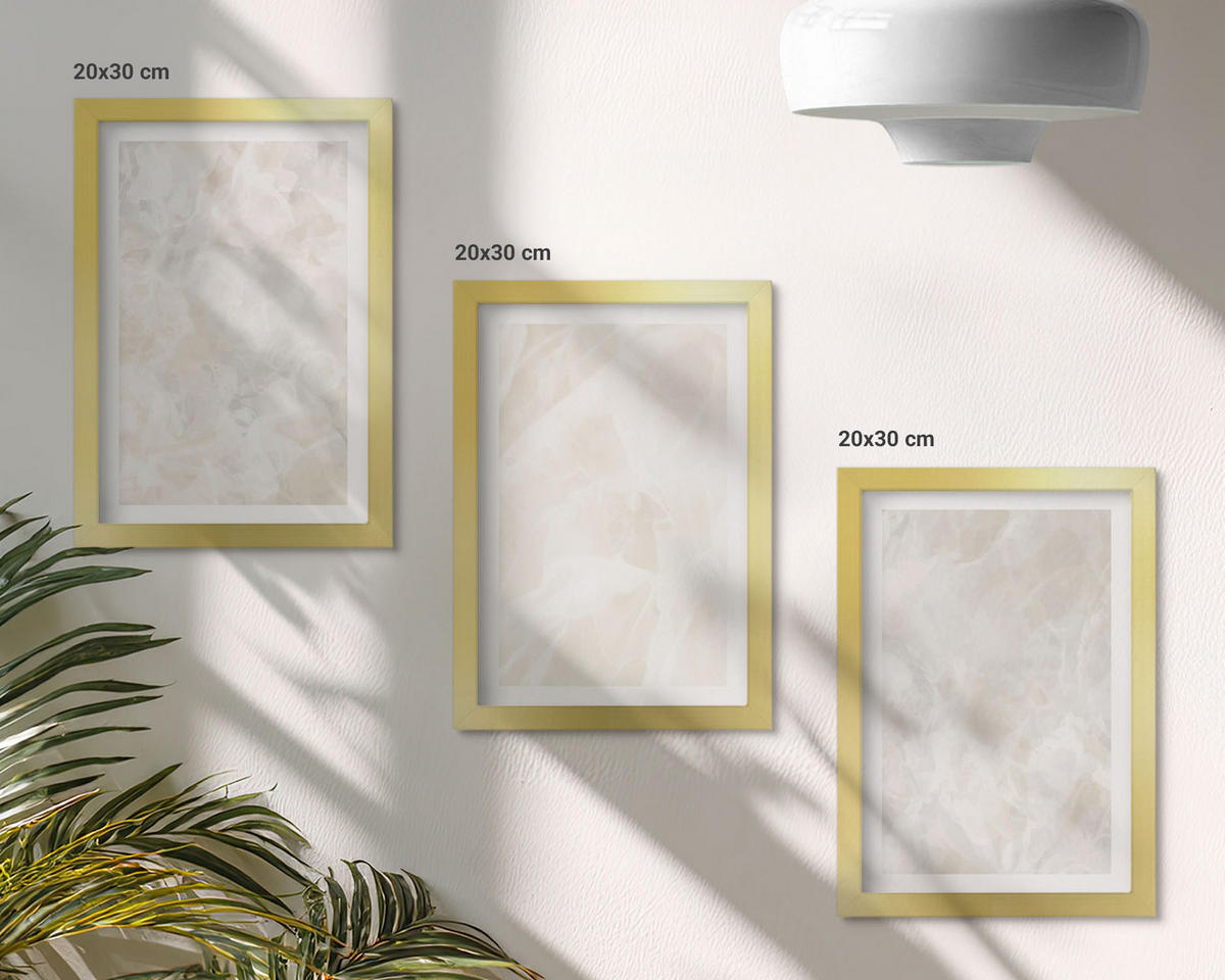 BILDER SET 3er Set - 20x30 cm Goldrahmen - Pastellfarbene Marmorstrukturen - Goldfarben, Kunststoff (20/30cm) - TULUP
