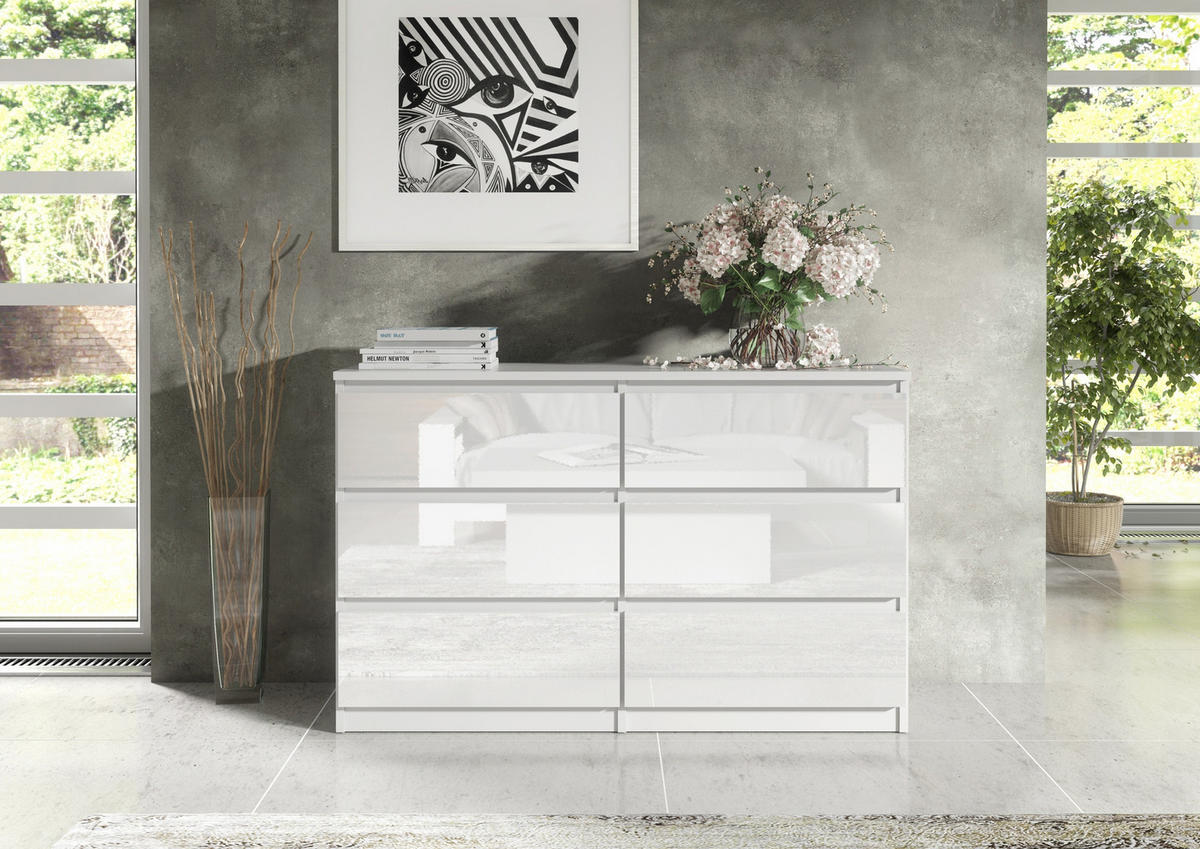 KOMMODE Weiß, Hochglanz 139/79/39 - Weiß Hochglanz/Weiß, Holzwerkstoff (139/79/39cm) - RAUMHIRSCH FURNITURE