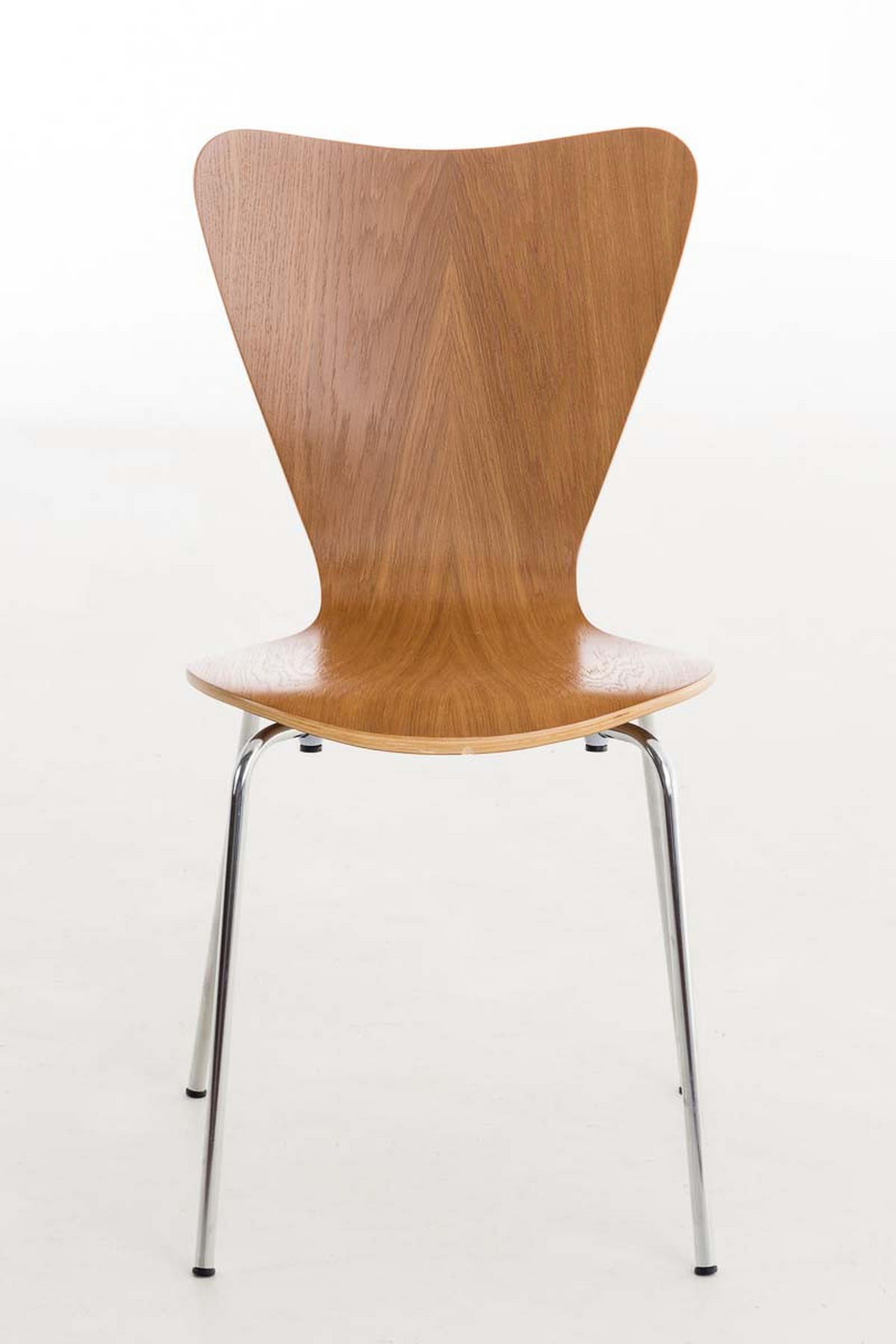 BESUCHERSTUHL Calisso mit Holzsitz und Metallgestell, Farbe: Eiche - Chromfarben/Eichefarben, Holz/Metall (42/85/47cm) - TPFLiving