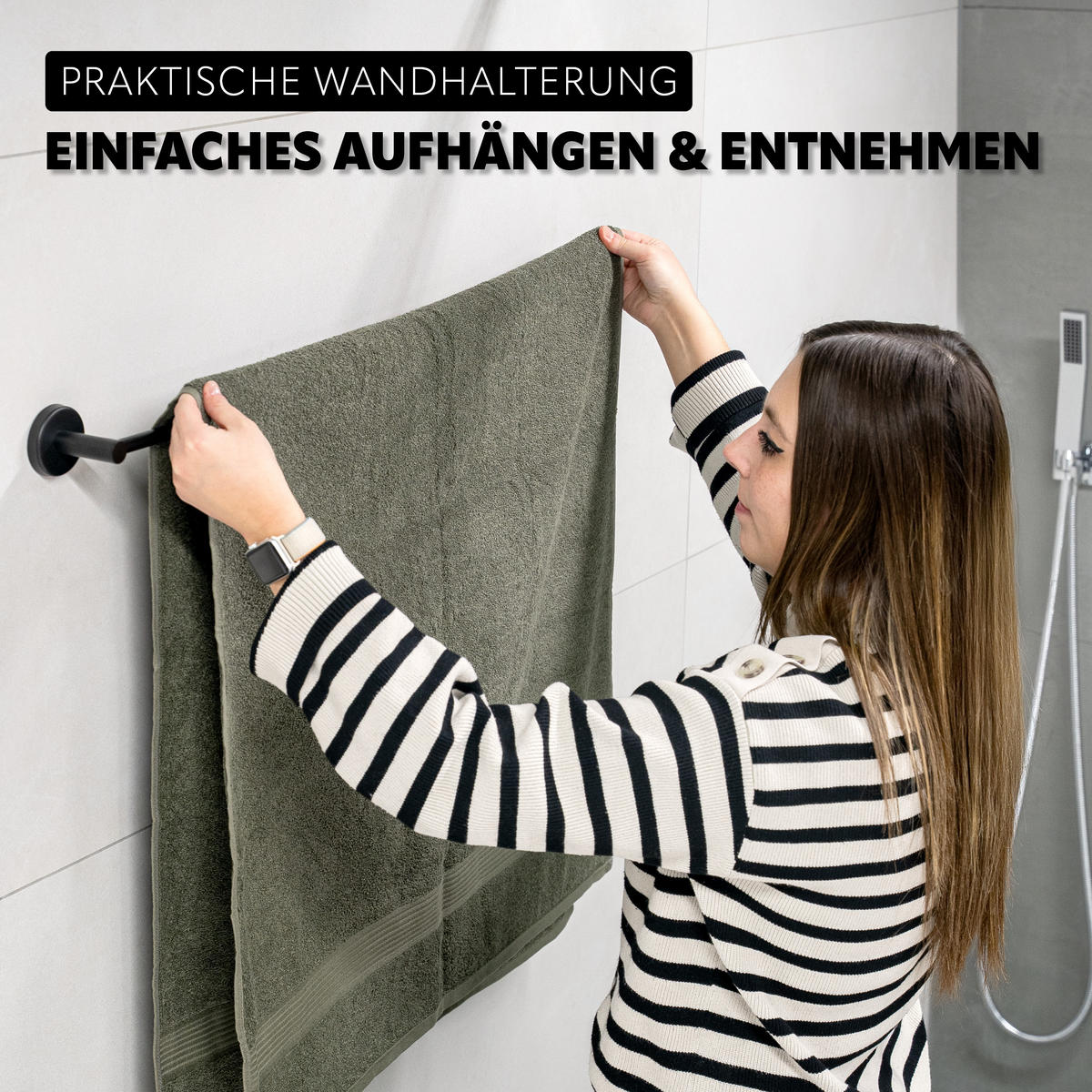 BADETUCHSTANGE PIAZZA BLACK, Edelstahl, schwarz - Schwarz, Metall (76/6/6cm) - bremermann