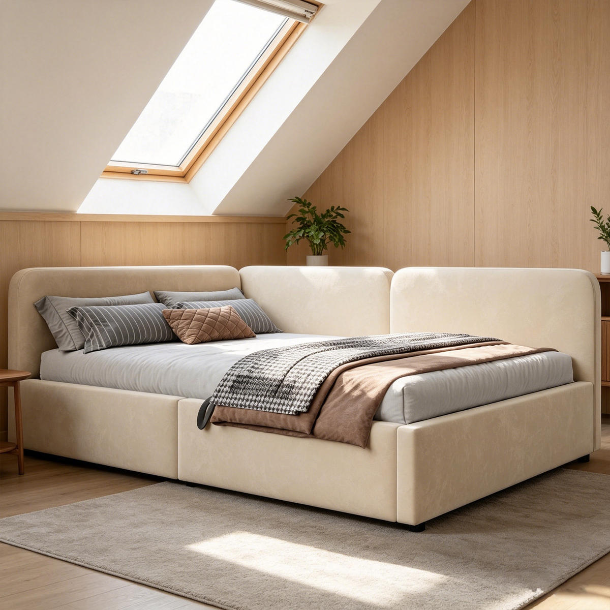 POLSTERBETT 140/200 cm DE-33056 mit Stauraum und Samt Beige - Beige, Metall (140/200cm) - ComfortXL