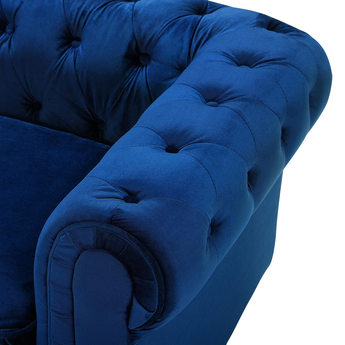 SESSEL Samtstoff kobaltblau Chesterfield - Blau/Dunkelbraun, Textil (110/70/75cm) - Beliani