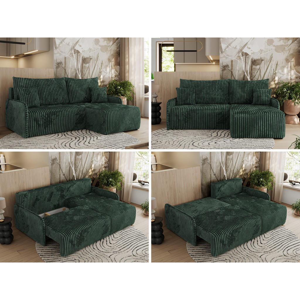 Thumbnail - MKS Eckschlafsofa, Grün, Textil, 3-Sitzer, L-Form,L-Form, 198x150 cm, Oeko-Tex®, Wohnzimmer, Sofas & Couches, Wohnlandsc...