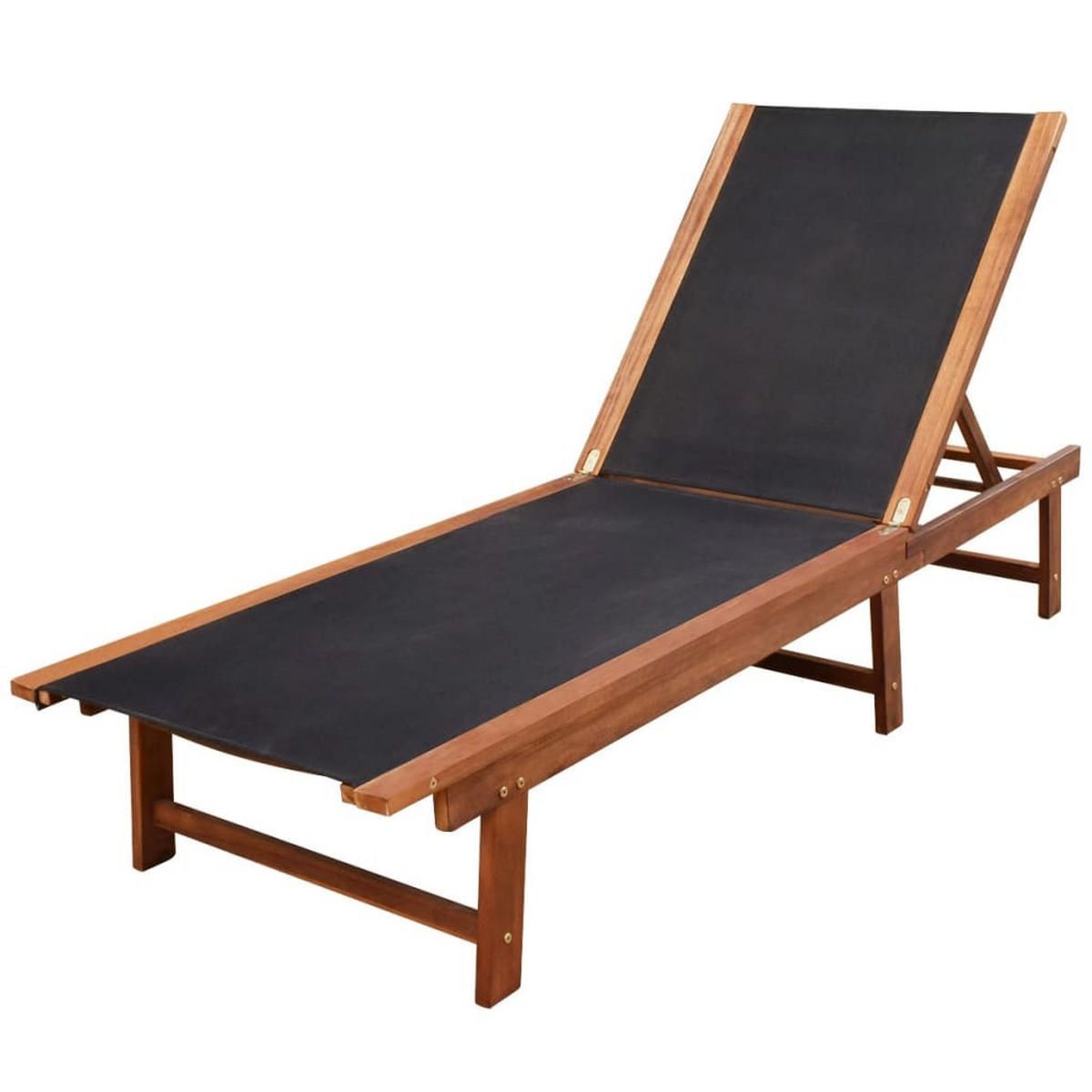 SONNENLIEGEN 2 Stk. mit Tisch Akazie Massivholz und - Braun, Holz (66/34/200cm) - furnicato