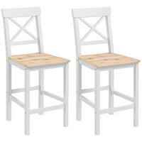 BARHOCKER DE-36067 2er Set mit Kiefernholz im Landhaus-Stil Natur - Weiß, Holz (41/97.5/46cm) - ComfortXL
