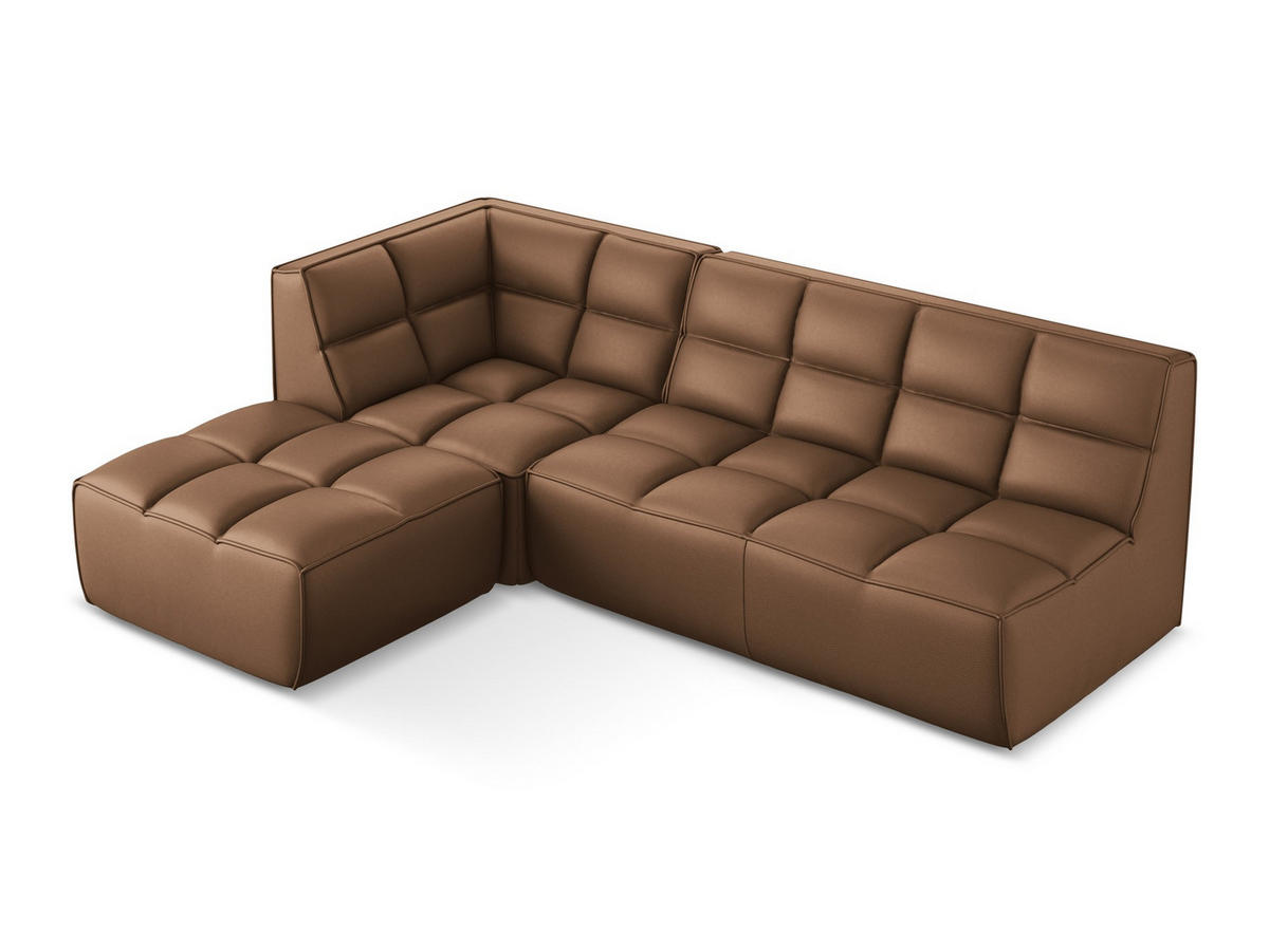 ECKSOFA Beidseitig Kunstleder Braun - Lila/Schwarz, Leder/Kunststoff (258/178cm) - Makamii