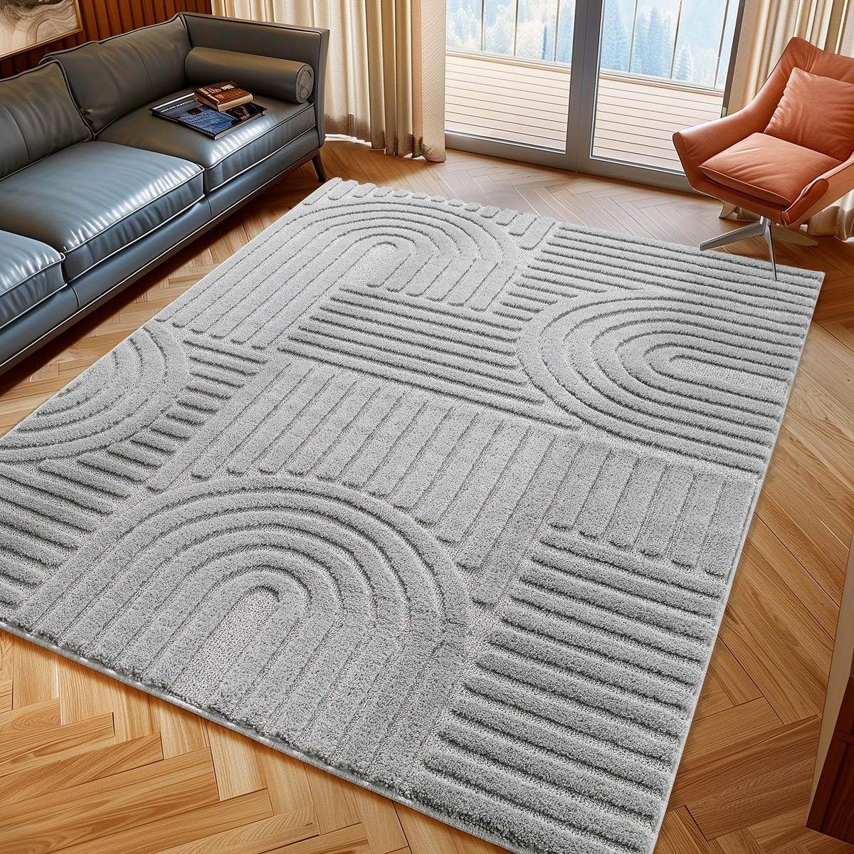 TEPPICH geometrischer silver TURIN 200x290 cm - Grau, Textil (290/290cm) - Nazar Rugs