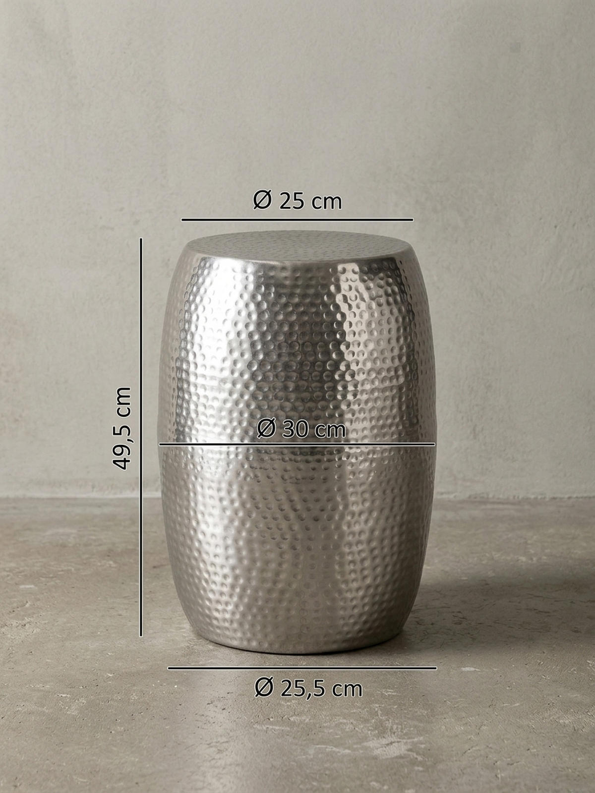 BEISTELLTISCH Aluminium Orientalisch ENNS, Silber 30x30x49 cm - Silberfarben, Metall (30/30/49cm) - KADIMA DESIGN