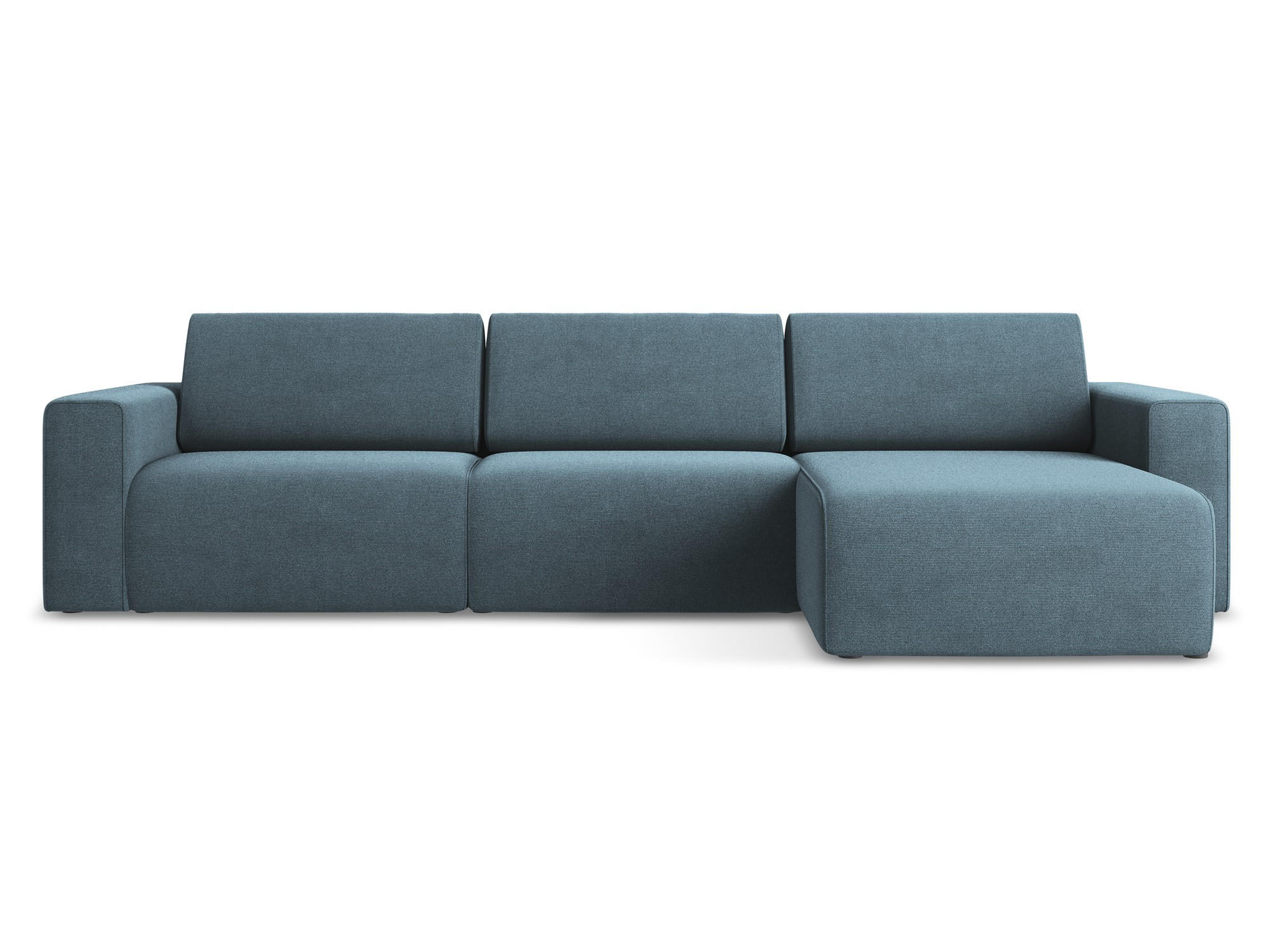 ECKSOFA Links Strukturstoff Stoff Blau - Blau/Schwarz, Kunststoff/Textil (314/167cm) - Makamii