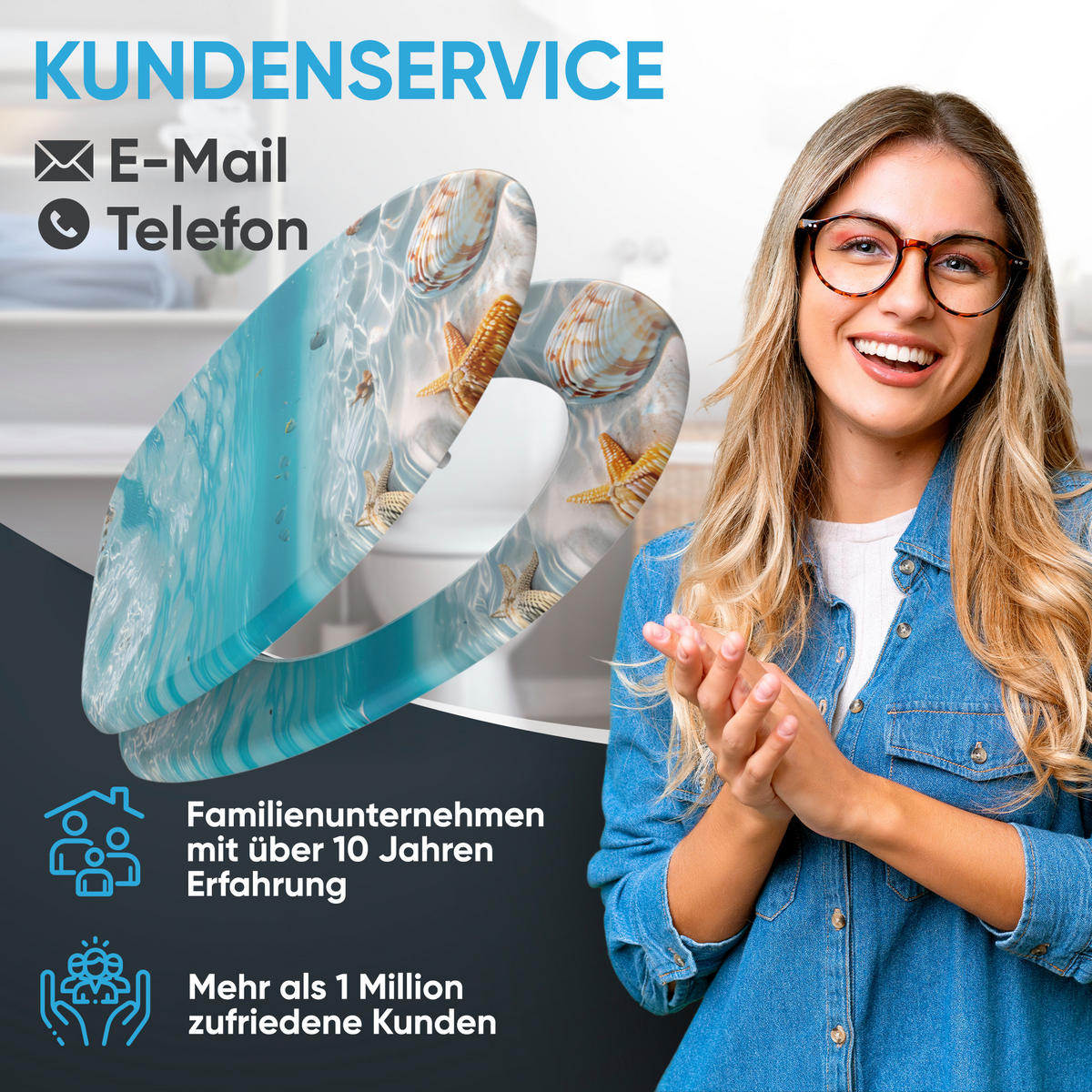 WC Sitz mit Absenkautomatik Waterworld - Blau, Holzwerkstoff (38/6/47cm) - Sanilo