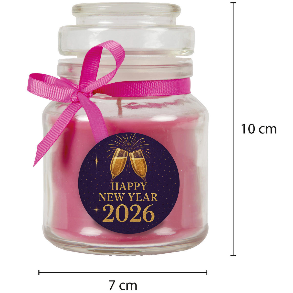 DUFTKERZE im Glas - Neujahr Lavendel Bonbonsglas 120 g - Rosa, Naturmaterialien (7/10cm)