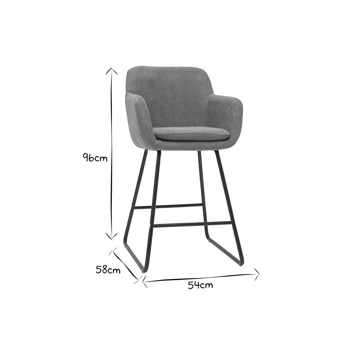 BARHOCKER Stoff Grau Samteffekt H65 (2er-Satz) AMIKA - Grau, Textil (58/96/52cm) - Miliboo