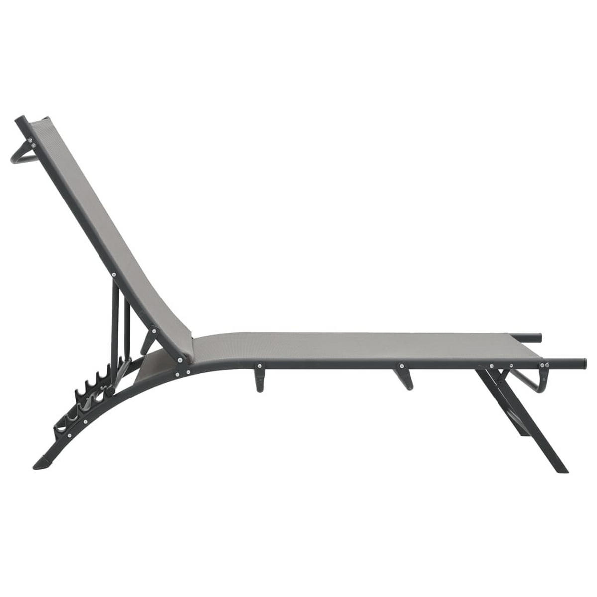SONNENLIEGEN 2 Stk. Textilene und Stahl - Grau, Metall (53/32.5/180.5cm) - furnicato