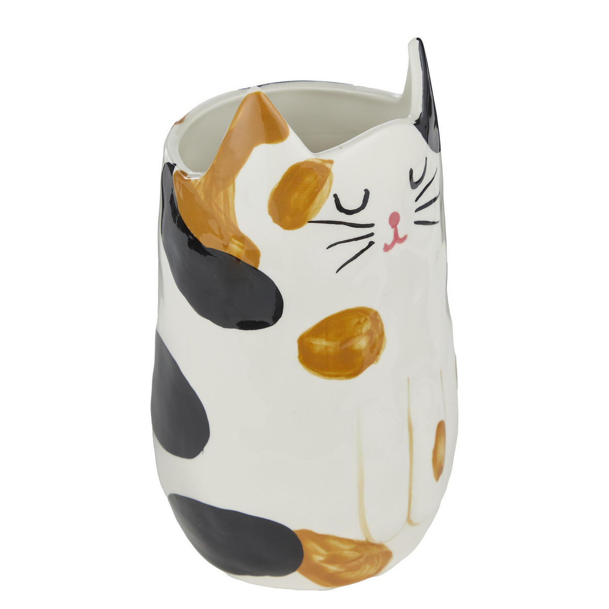 VASE Pablo Katze - Steingut - Beige - Beige/Schwarz, Keramik (20cm) - Butlers