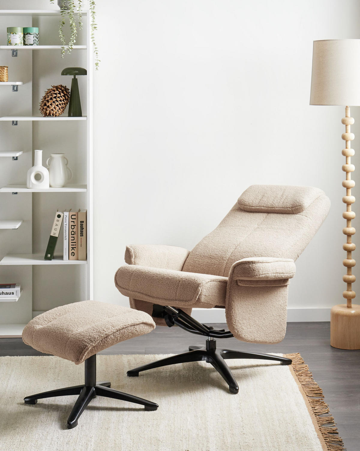 FERNSEHSESSEL Beige Geras - Beige/Schwarz, Textil (81/86/89cm) - Beliani