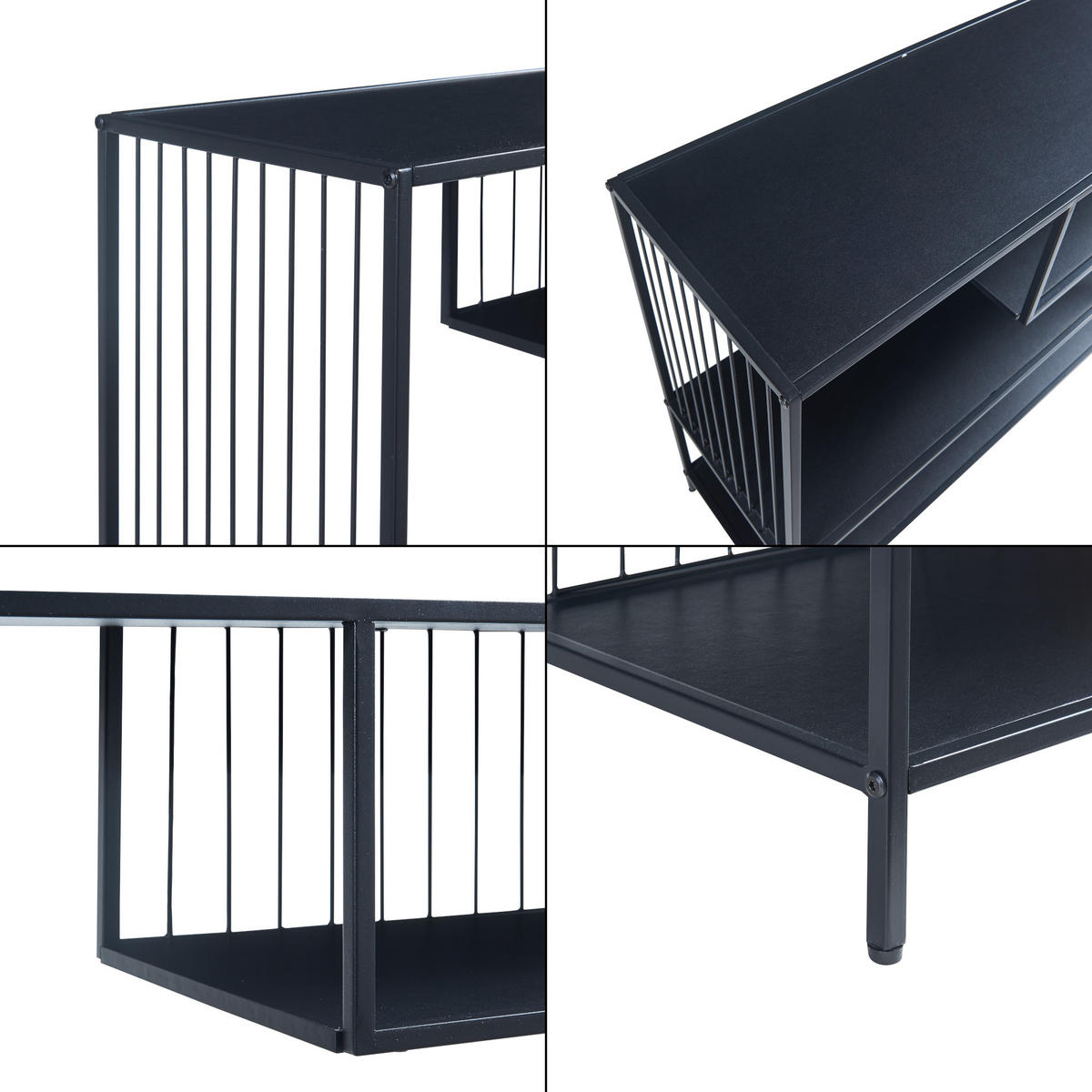BEISTELLTISCH Oxelösund - Schwarz, Holzwerkstoff/Metall (120/33/80cm) - [en.casa]