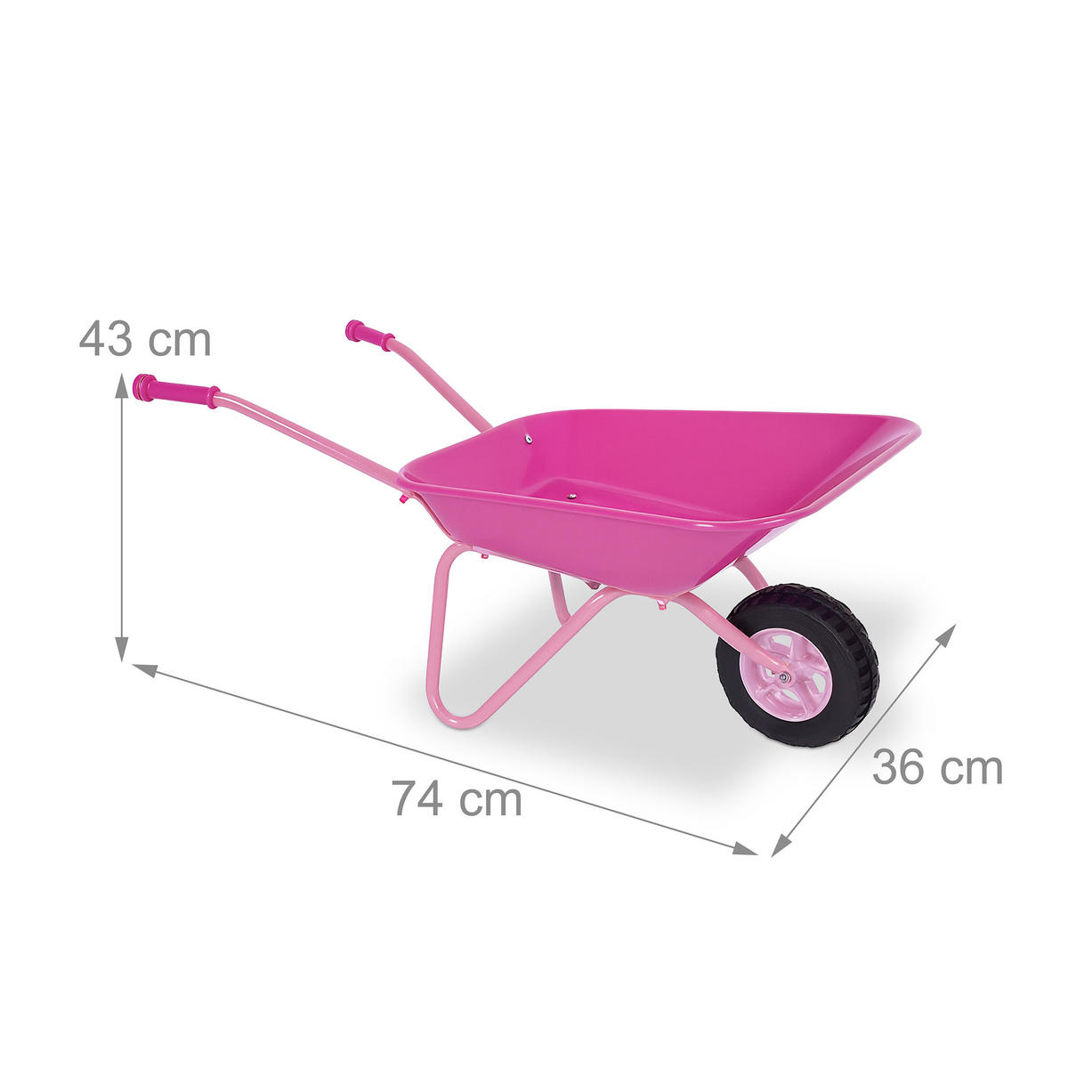 KINDER-SCHUBKARRE - Pink, Kunststoff/Metall (74/43/36cm) - Relaxdays