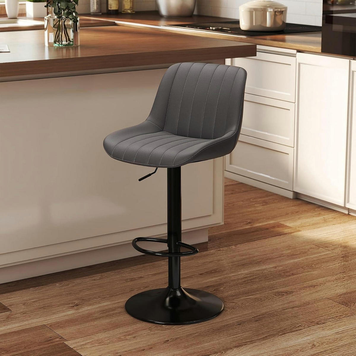 BARHOCKER mit Lehne dunkelgrau 1er Set - Grau, Kunststoff (46/109/37cm)
