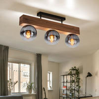 DECKENLEUCHTE MOITAS Braun Holzoptik - Braun, Glas (65/15/28cm) - Globo Lighting