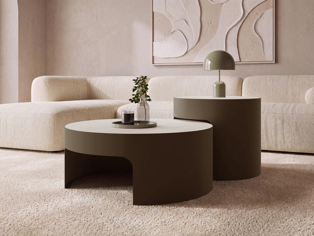 COUCHTISCH-SET Vellaro - Braun/Naturfarben, Holzwerkstoff/Metall (76/76/32cm) - MIRJAN24