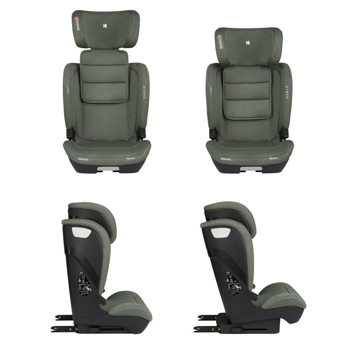 KINDERSITZ i-Scout i-Size grün (100 - 150 cm) Kopfstütze verstellbar Isofix - Grün, Kunststoff (43/63/44cm) - Kikka boo