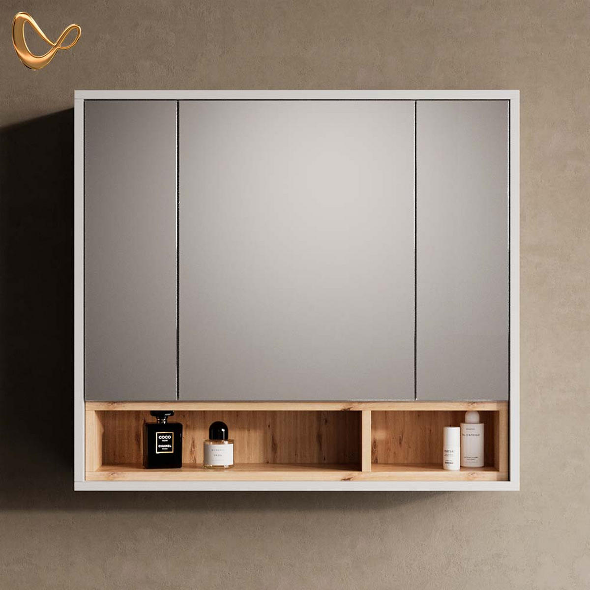 BADSPIEGELSCHRANK Temo Weiß 80 x 72 cm - Weiß, Holzwerkstoff (80/72/20cm) - Livinity®