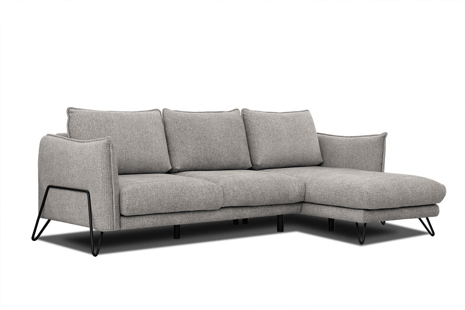 ECKSOFA HOSTEN 4-Sitzer, platinfarben - Platinfarben/Schwarz, Holzwerkstoff/Textil (269/158cm) - Courtois Laville