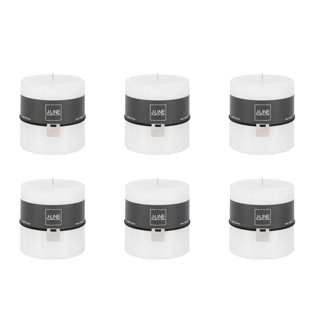 DUFTKERZE ZART - Gebrochenes Weiß - 64 Std. - 6er set - Weiß, Paraffin (10/10cm) - J-Line