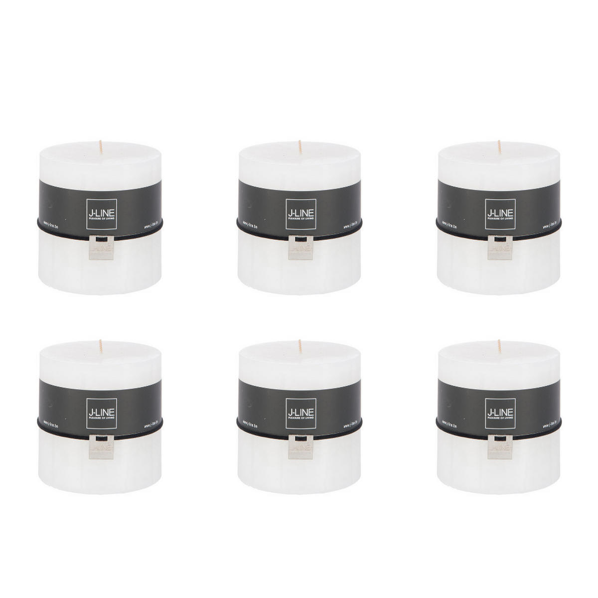 DUFTKERZE ZART - Gebrochenes Weiß - 64 Std. - 6er set - Weiß, Paraffin (10/10cm) - J-Line
