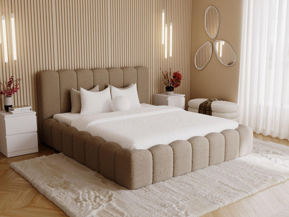 POLSTERBETT Smile 200x200 Bouclé-Stoff Braun - Braun, Textil (200/200cm) - Graingold