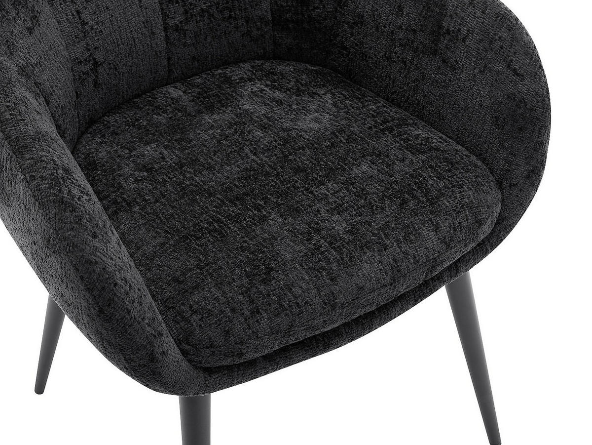 STUHL mit Armlehnen 6er-Set - Strukturstoff & Metall - Schwarz - LASSANDRA - Schwarz, Textil (59/81/59cm) - Pascal Morabito