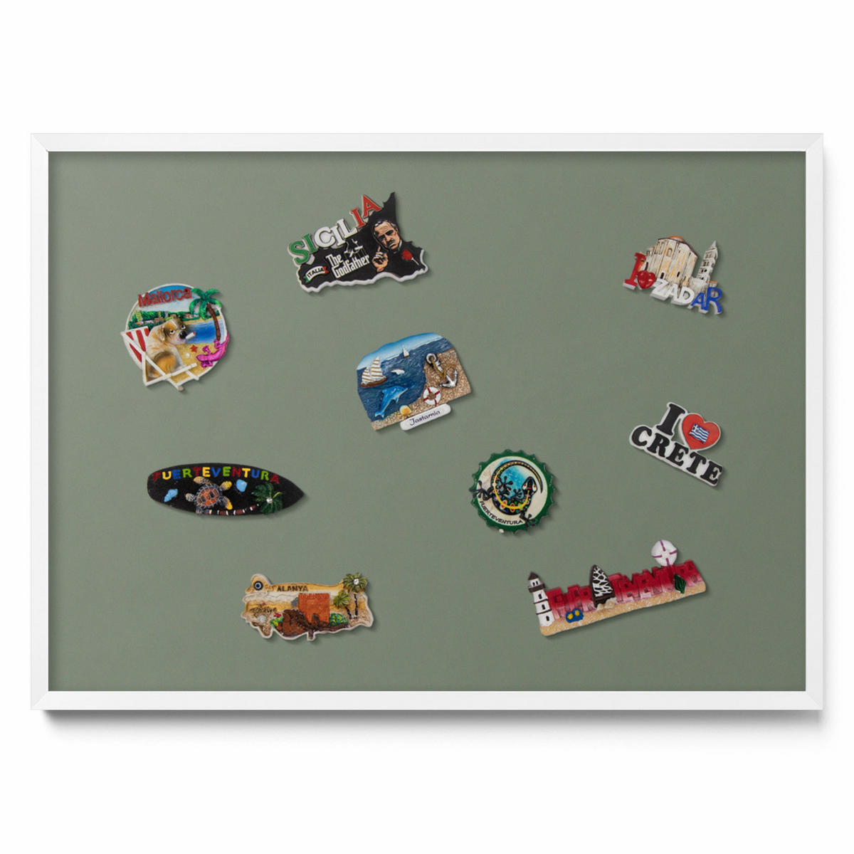 MAGNETTAFEL 70x50 cm Weißer Rahmen Farbe Olivgrün - Jadegrün, Metall (70/50/0.4cm) - TULUP