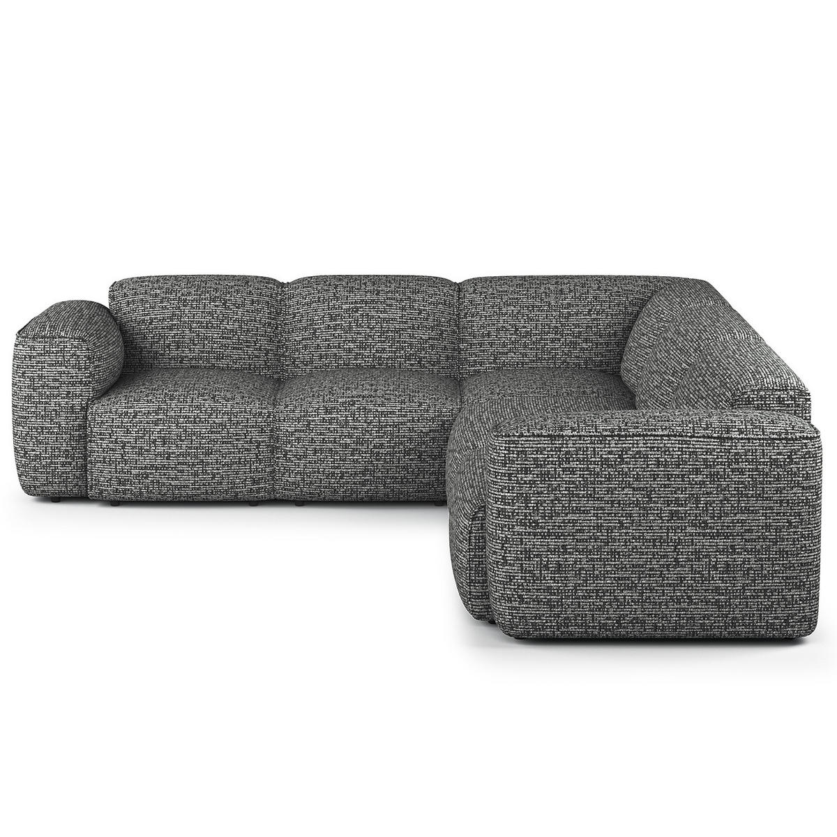 ECKSOFA mit Rundecke - Schwarz/Grau, Kunststoff/Textil (325/260cm) - home24