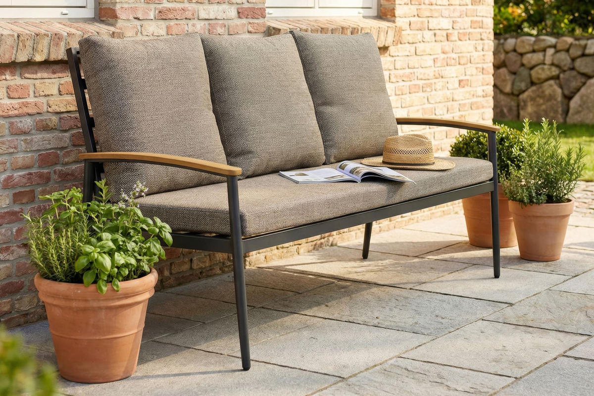LOUNGESOFA Phoenix 160x70x90 cm, Metall, Anthrazit - Anthrazit/Grau, Metall (160/90/70cm) - dasmöbelwerk