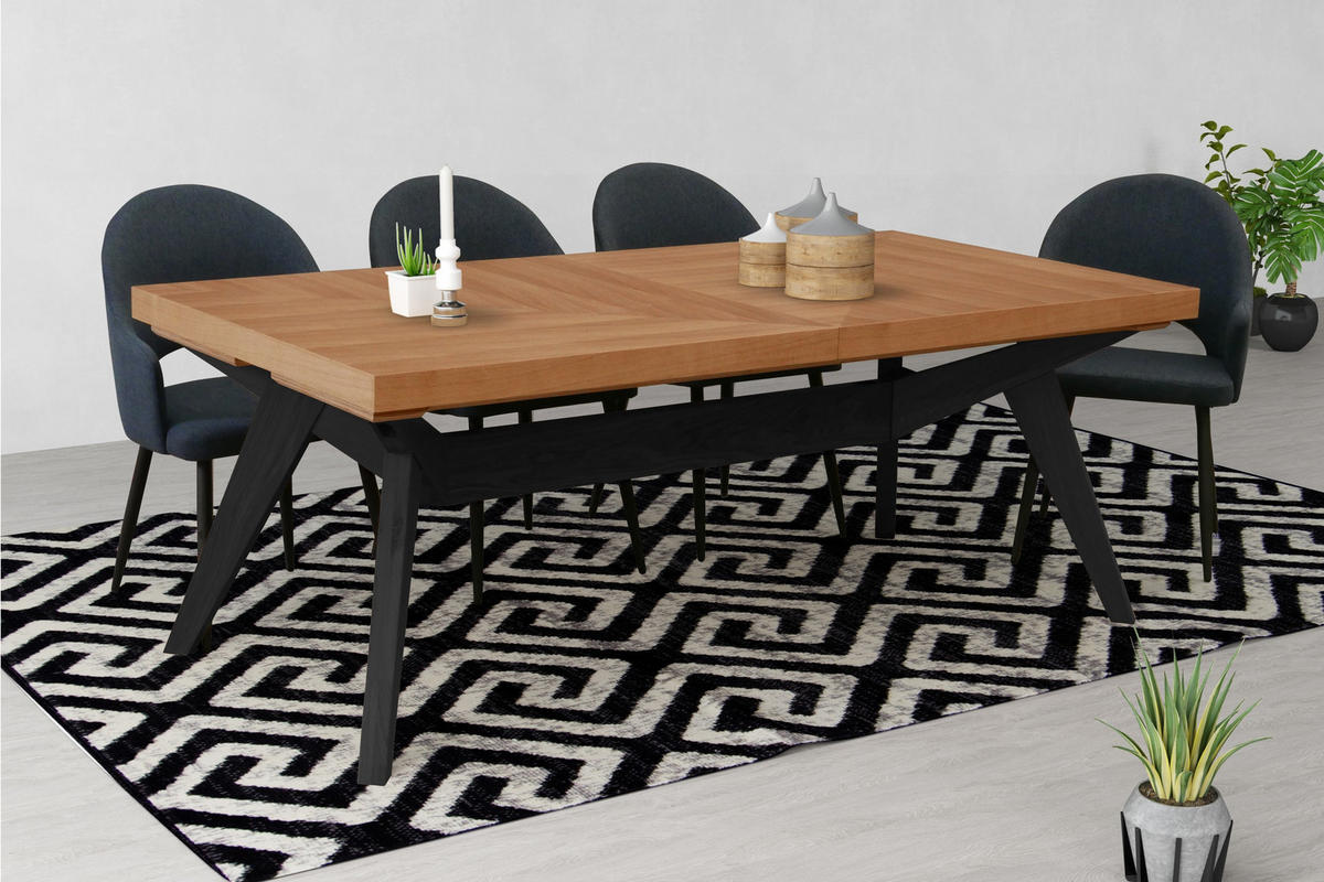ESSTISCH VERSO Ausziehbar 200 - 300 / 100 x 76 cm - Eichefarben/Schwarz, Holz (200/100/76cm) - MASSENO