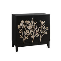 SIDEBOARD 80/38/76 cm Schwarz aus MDF mit Blumenschnitzerei - Schwarz, Holzwerkstoff (38/76/80cm) - OKMYHOME