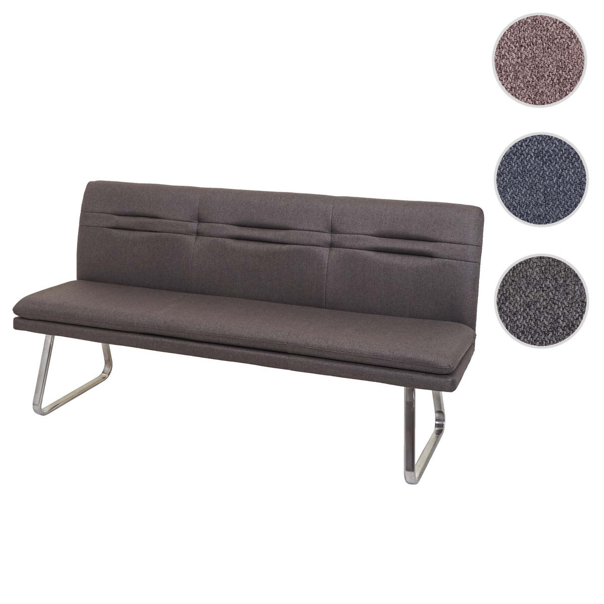 SITZBANK Dunkelbraun, Silber - Graubraun/Dunkelbraun, Textil (180/90/59cm) - MCW