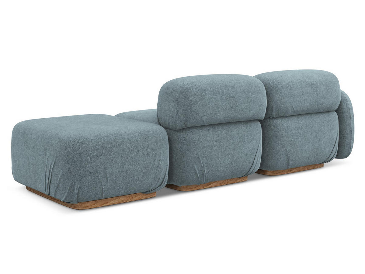 3-SITZER SOFA Rechts Bouclé Stoff Blau - Blau/Blaugrau, Holz/Textil (258/73/95cm) - Makamii