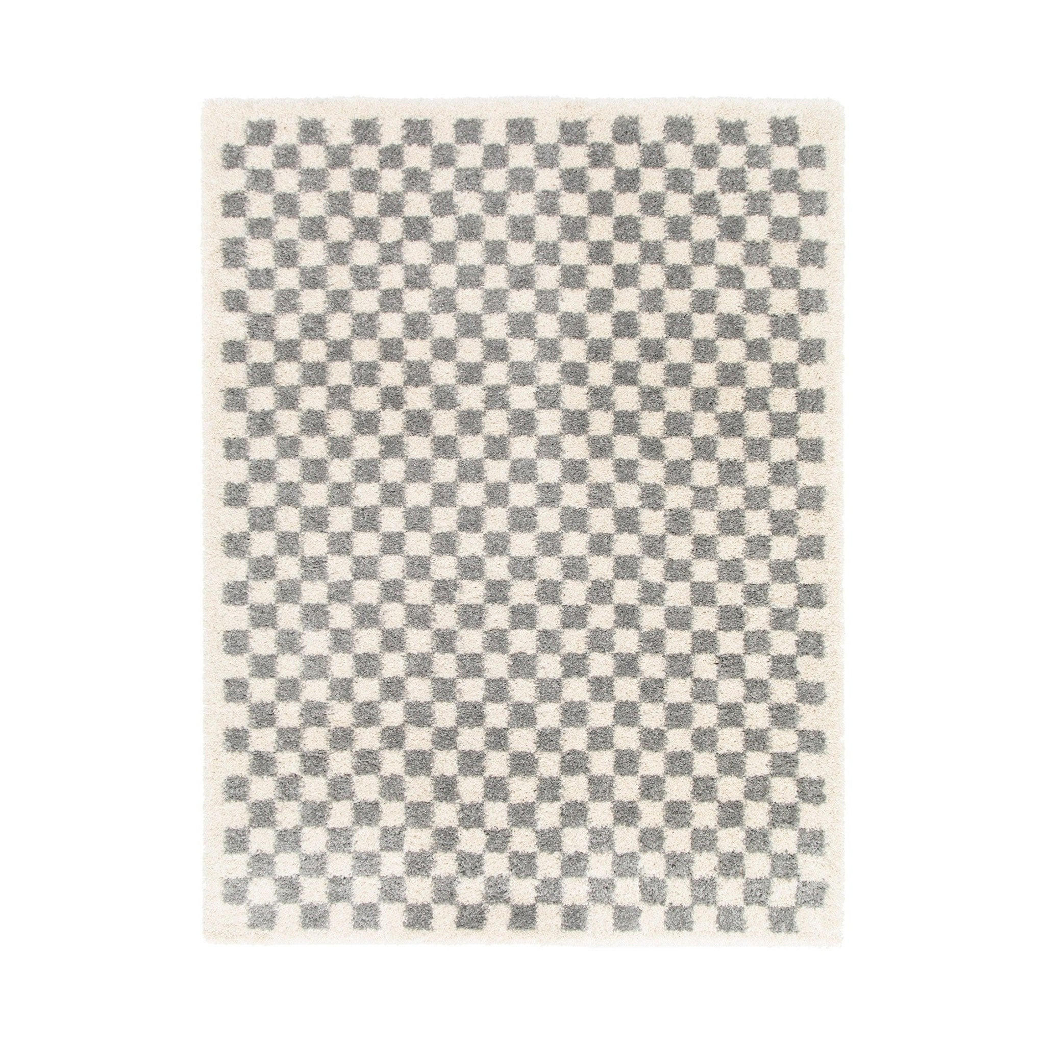 TEPPICH kariert langflorig weich voluminös grau - Grau, Textil (200/290cm) - AFK Living