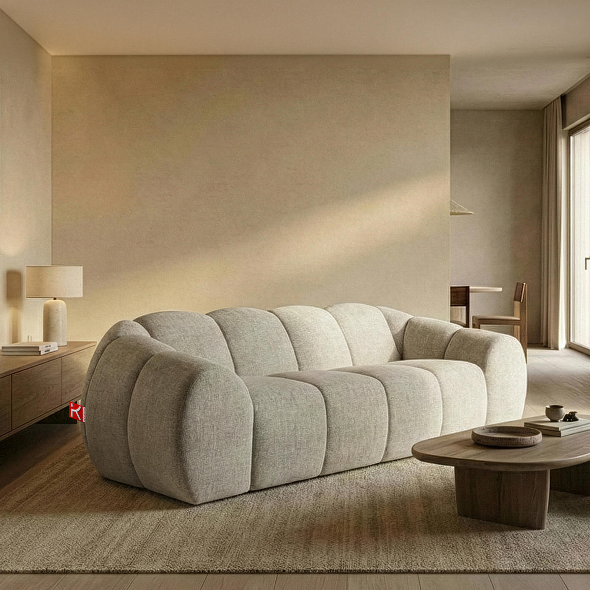 3-SITZER SOFA FLAVA, Ecru - Ecru, Holz/Holzwerkstoff (240/76/100cm) - KONSIMO®
