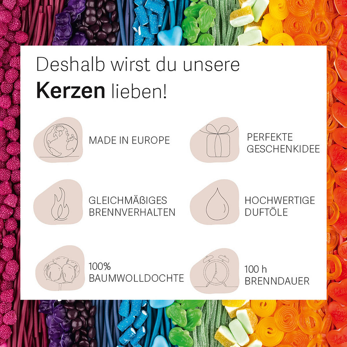 DUFTKERZE Haribo - Dunkelrot, Naturmaterialien/Glas (10/13cm)